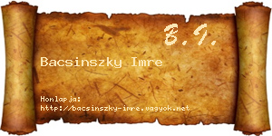 Bacsinszky Imre névjegykártya